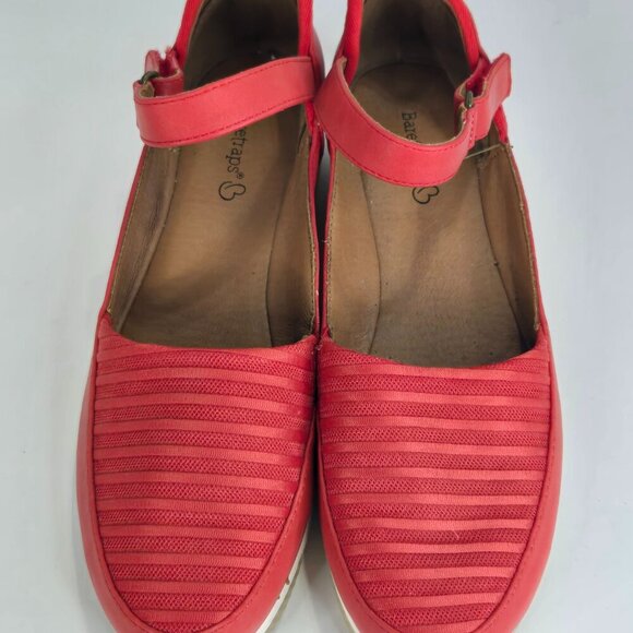 BareTraps Red Flats with Strap - Picture 2 of 11